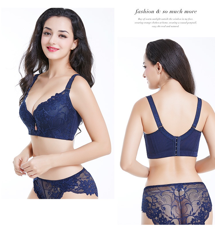 Title 2, Adjustable Solid Color Lace Big Cup Thin Bra Wo...