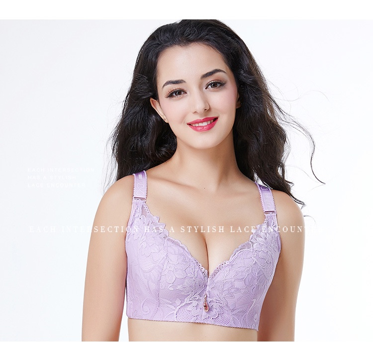 Title 5, Adjustable Solid Color Lace Big Cup Thin Bra Wo...