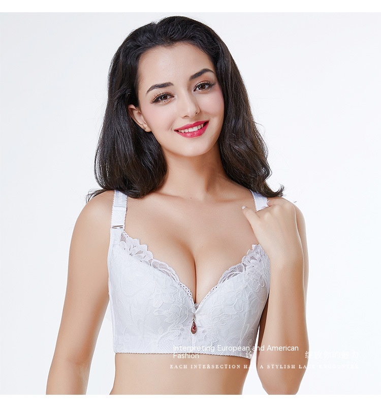 Title 11, Adjustable Solid Color Lace Big Cup Thin Bra Wo...