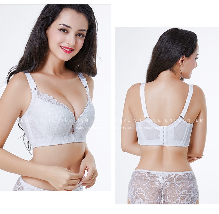 Title 12, Adjustable Solid Color Lace Big Cup Thin Bra Wo...