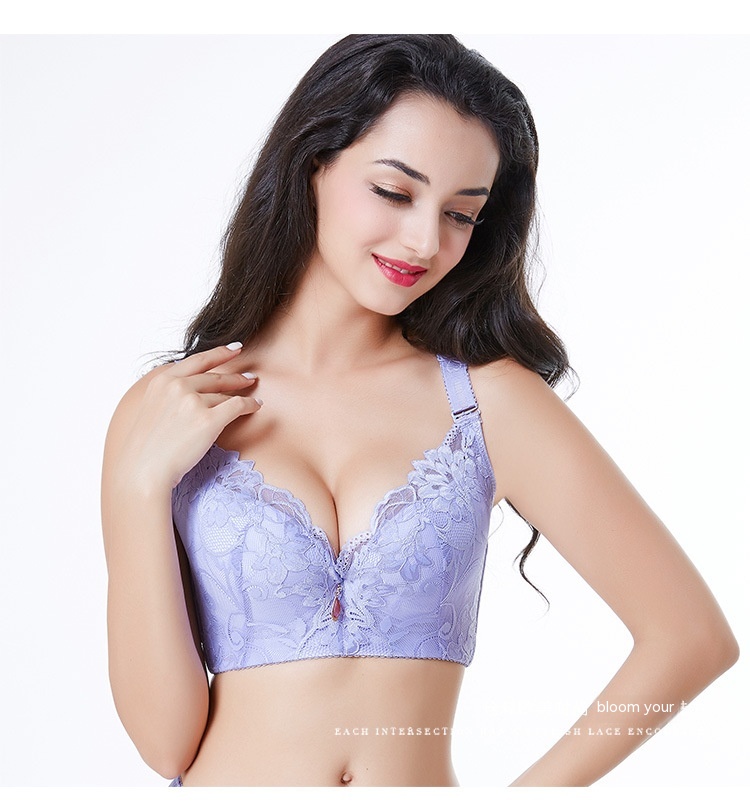 Title 13, Adjustable Solid Color Lace Big Cup Thin Bra Wo...