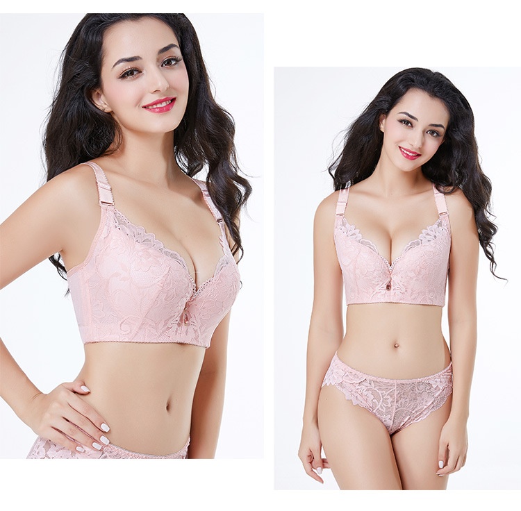 Title 16, Adjustable Solid Color Lace Big Cup Thin Bra Wo...