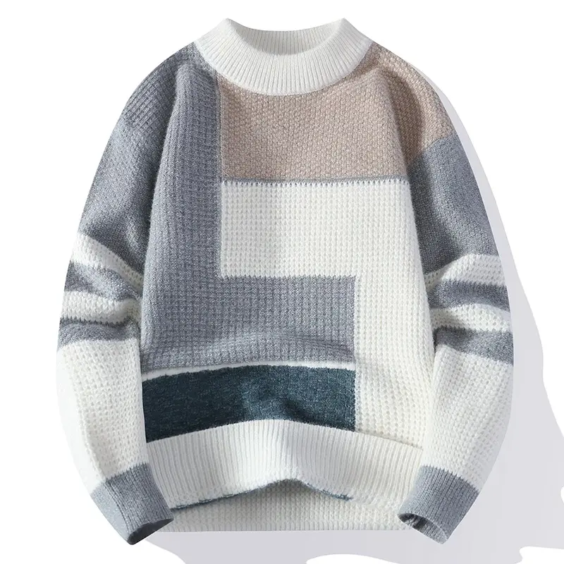 Sweater Men's Fleece-lined Thickened Knitting Bottoming Shirt