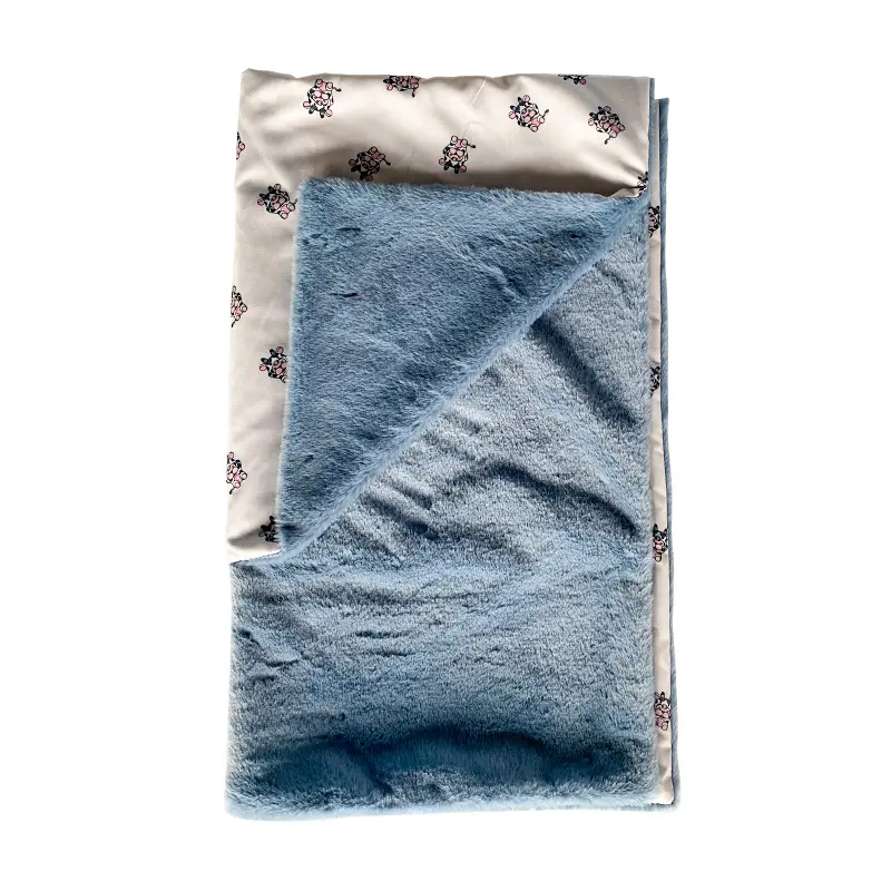 Pet Autumn And Winter Thick Warm Dehaired Angora Printed Cloak Small Blanket