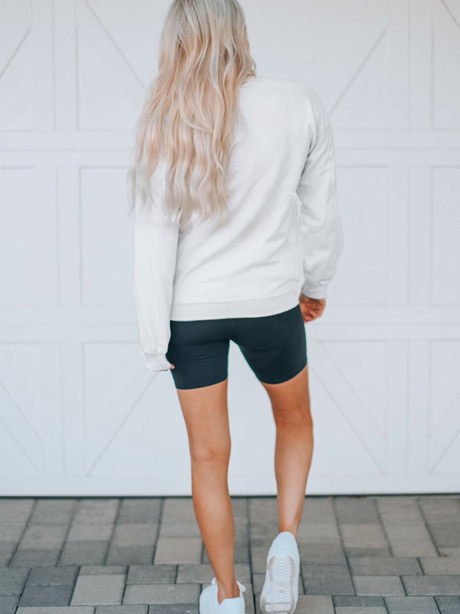 Rainbow Letter Splicing Leopard Print Design Sweater European American Simple Versatile