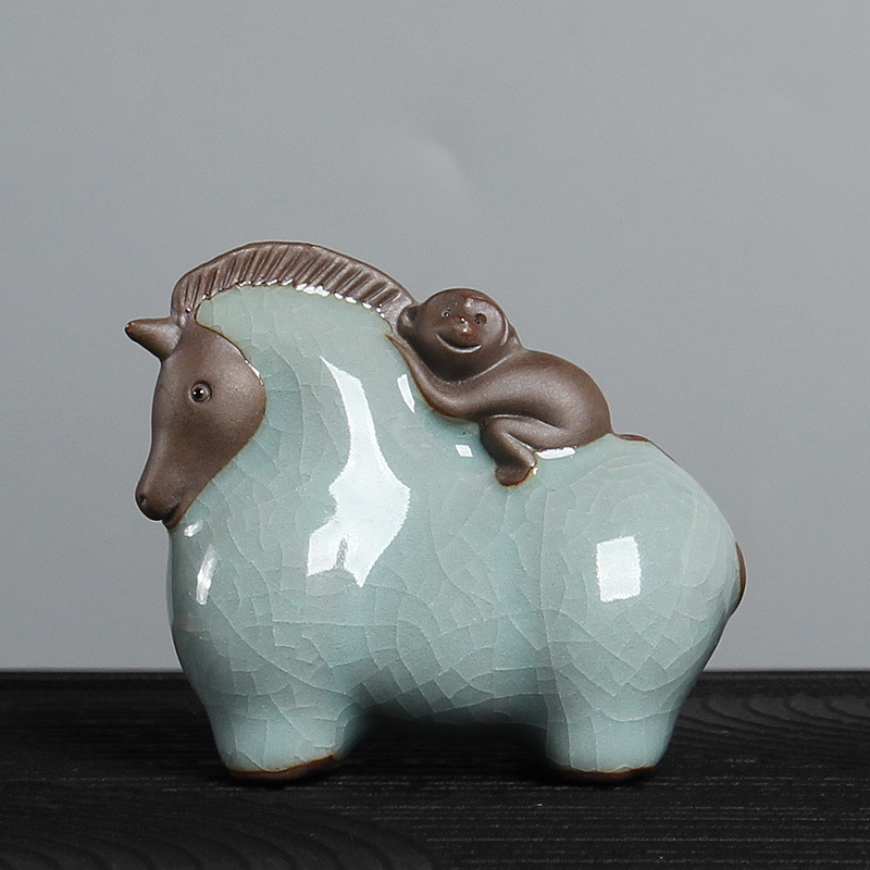 Title 2, Ge Kiln Celadon Tea Ornaments Horse Ornament Ce...