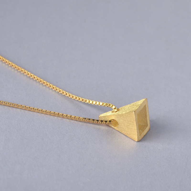 925 Silver Necklace Triangle Three-dimensional Geometry Korean Style