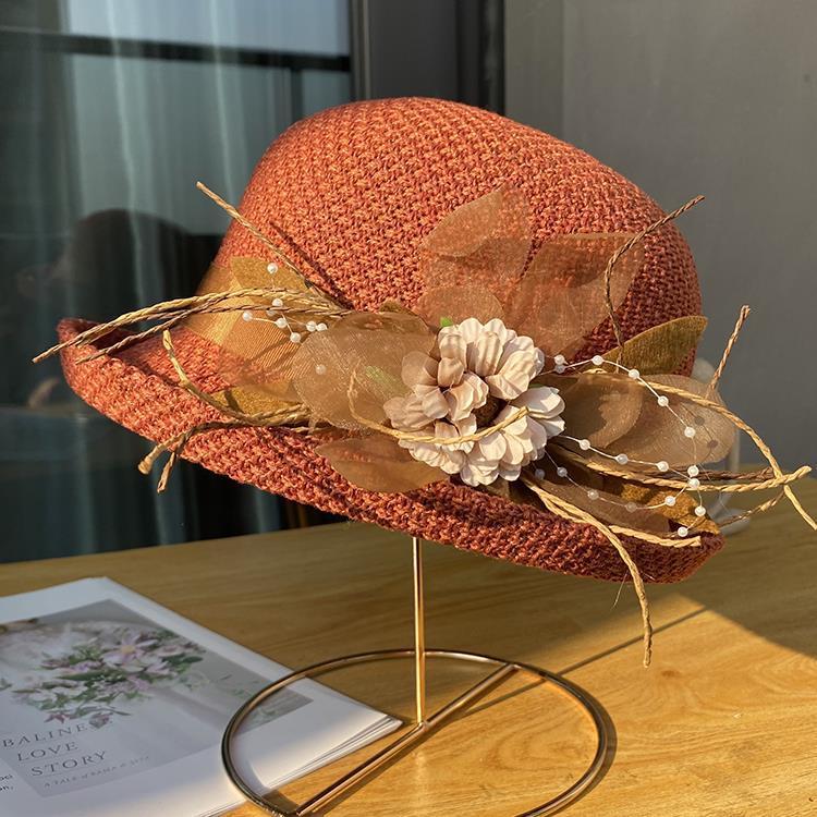 Cotton And Linen Knitted Curling Bucket Hat For Women