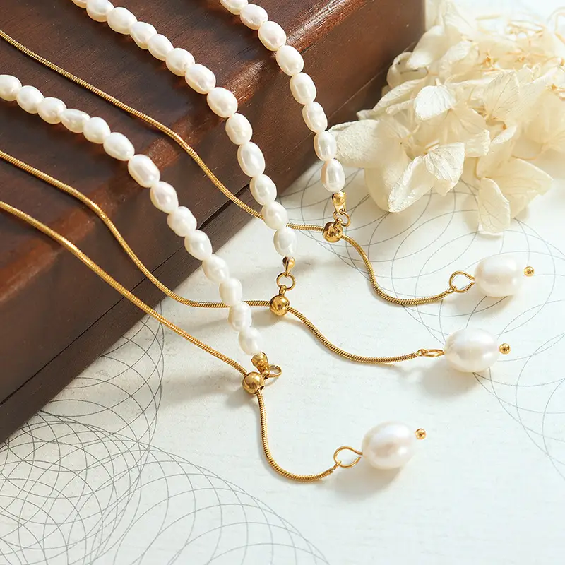 New French Style Freshwater Pearl Adjustable Tassel Pendant Necklace For Women
