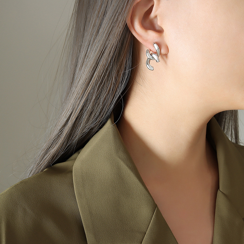 French Style Non-fading Ins Special Interest Light Luxury Chain Splicing Earrings