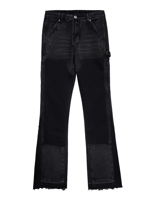 Title 6, Zwarte bootcut jeans voor heren met rafelrand. ...