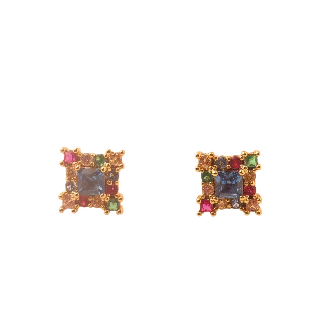 Title 3, Geometric Square Zircon Fashion Simple Stud Ear...