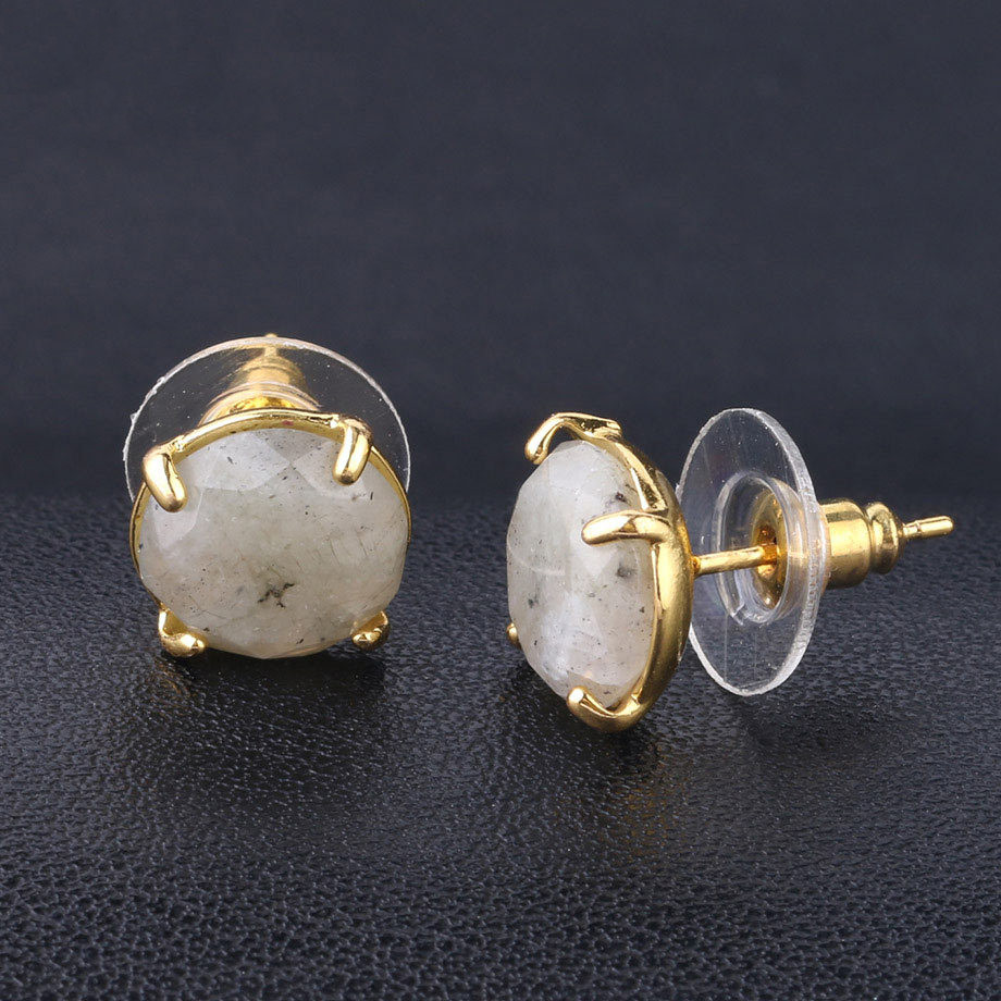 Faceted Round Natural Stone Earrings