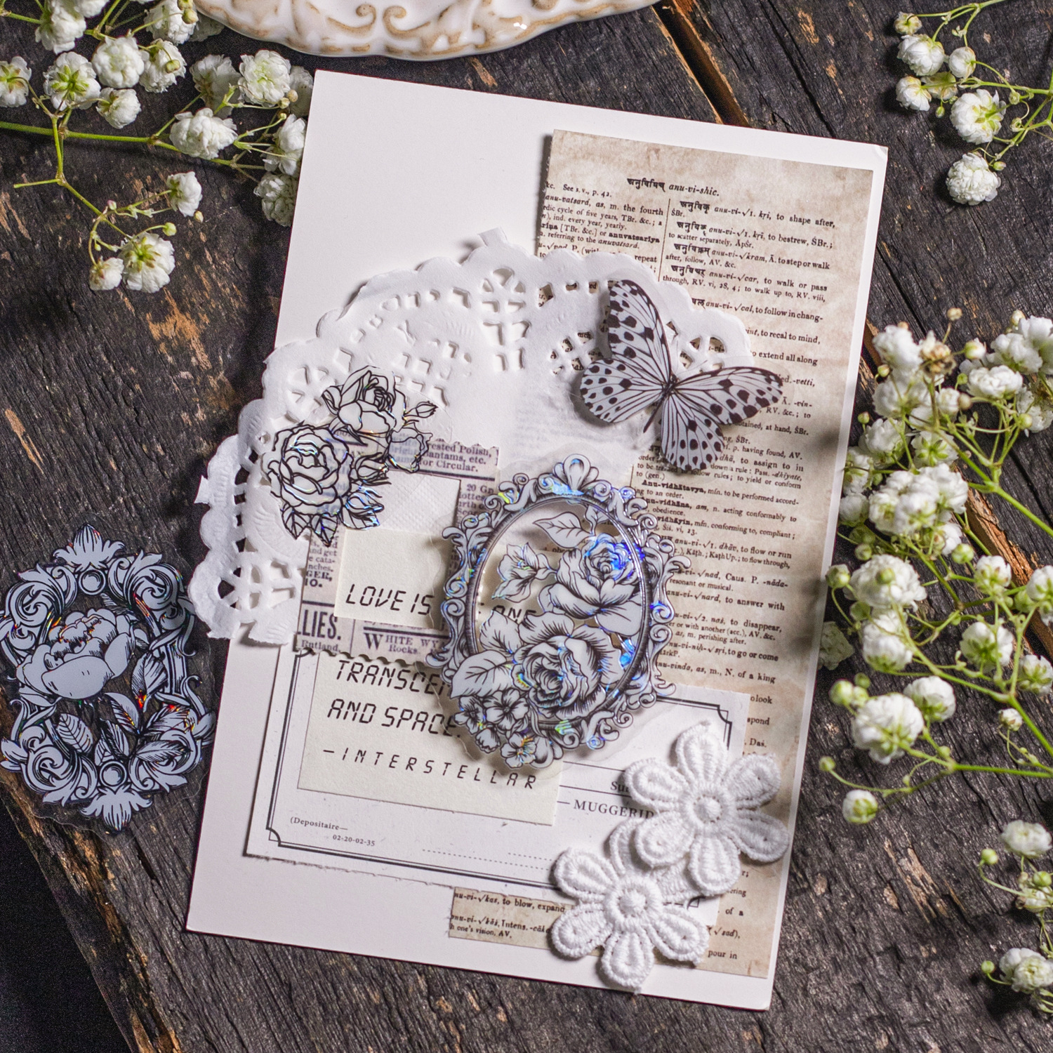 Flower Broken Dream Baroque Border Journal Decorative Stickers - Image 8