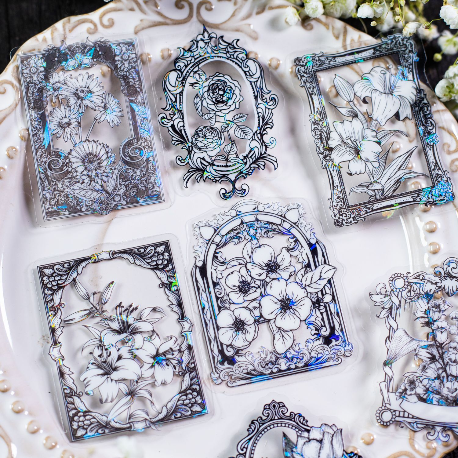 Flower Broken Dream Baroque Border Journal Decorative Stickers - Image 13