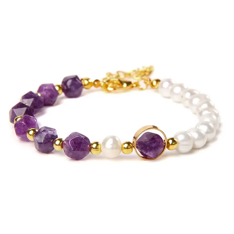 Natural Agate Handmade Pearl Women's Alloy Bracelet