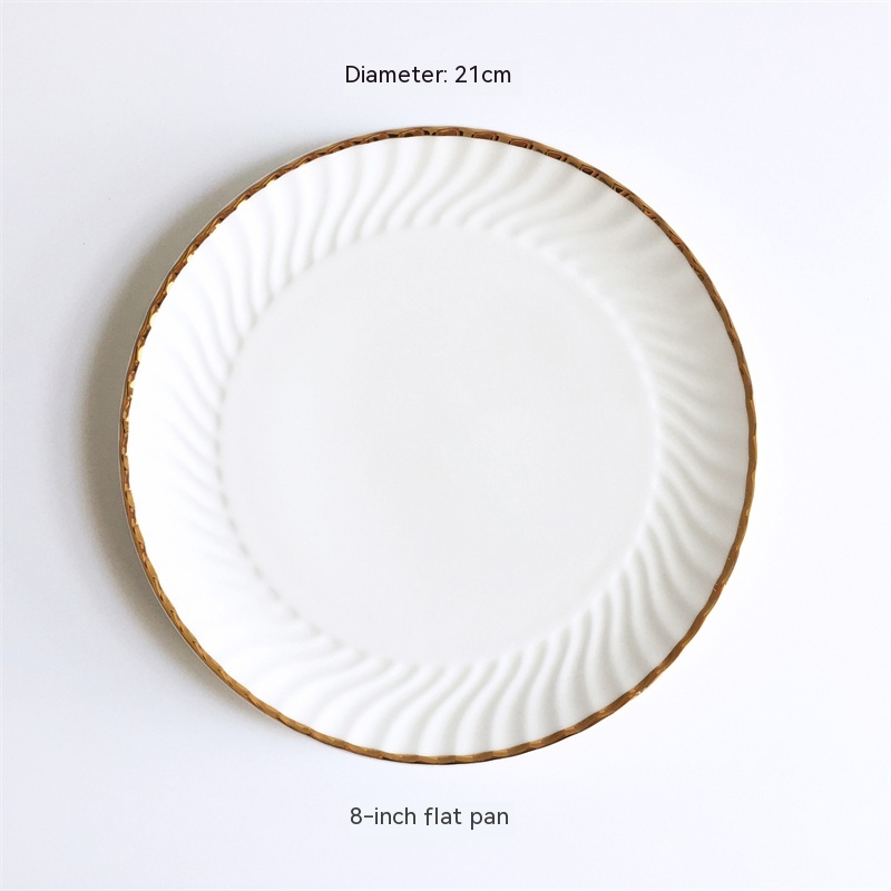 Title 5, Golden Trim Bone China Western Cuisine Plate Ho...