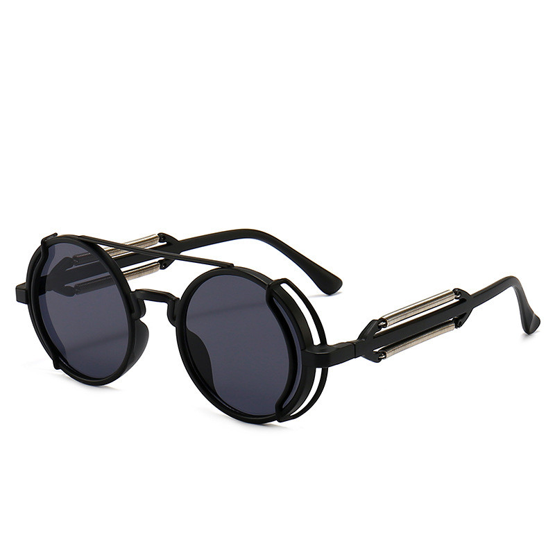 Title 7, Hollow Out Round Frame Punk Sunglasses