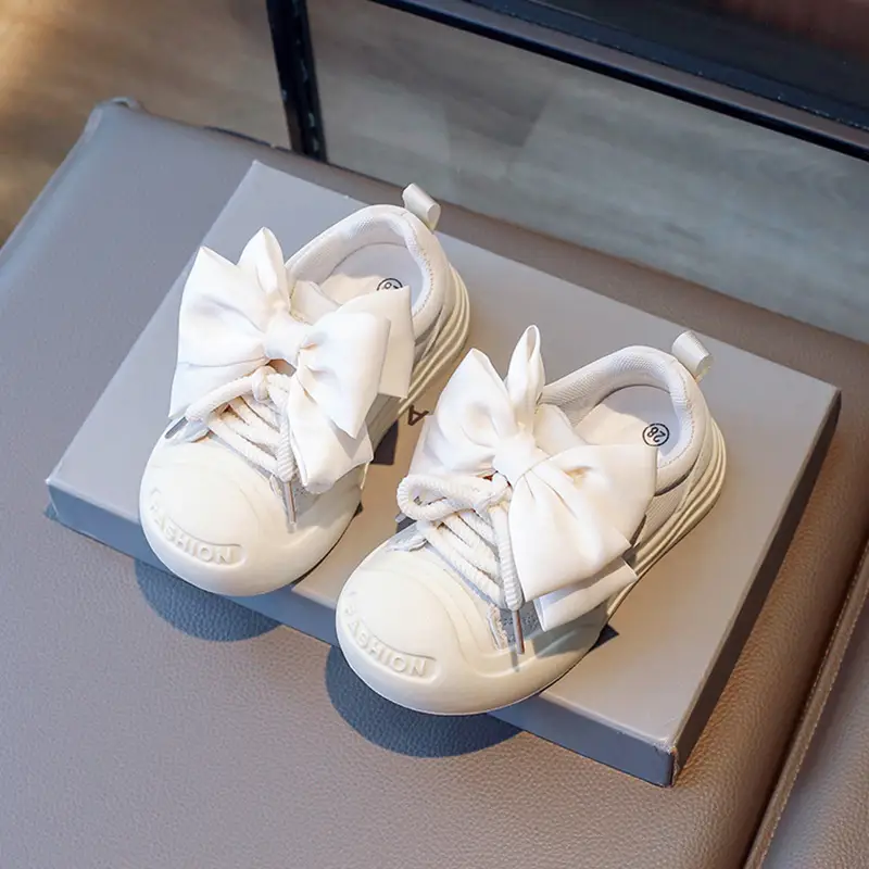 Autumn New Little Girl Non-slip Sneakers Bow Anti-kick Children Soft Sole