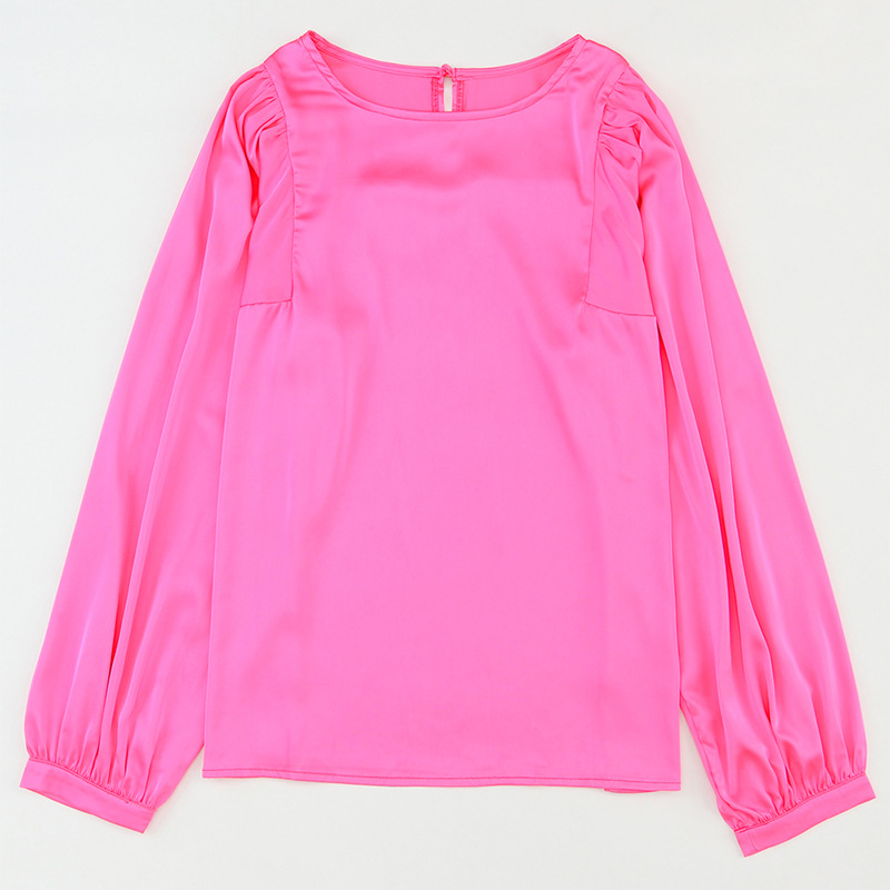 Title 5, Long-sleeved Leisure Simple Solid Color Chiffon...