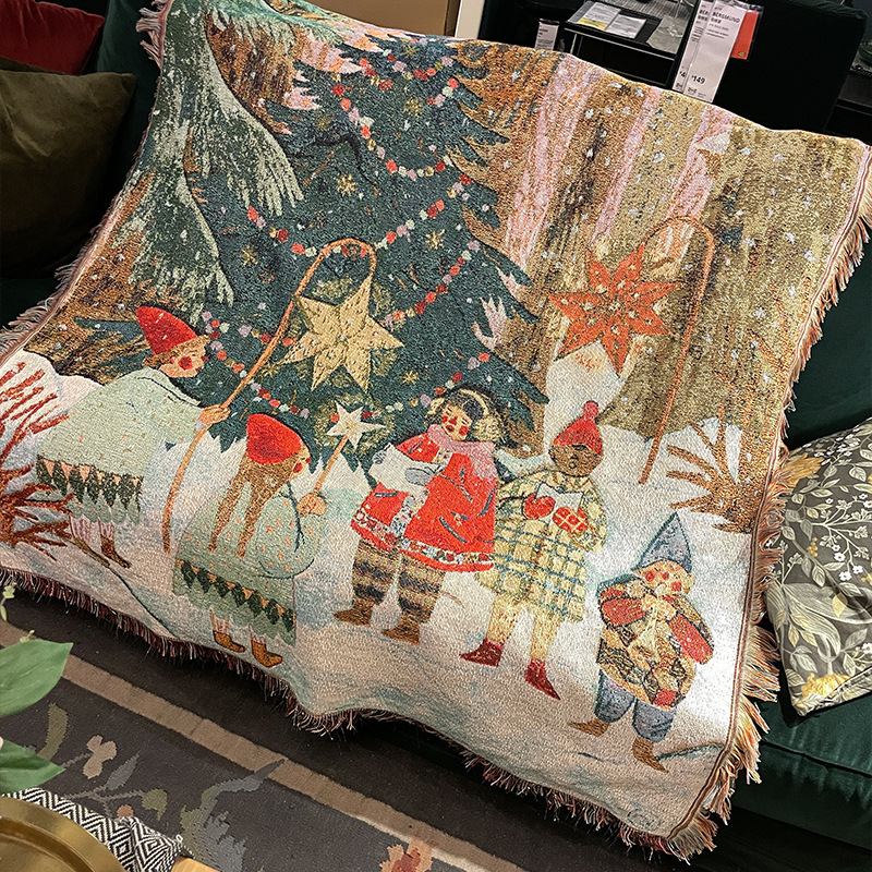 Warm Christmas Living Room Rental Leisure Blanket Sofa Towel