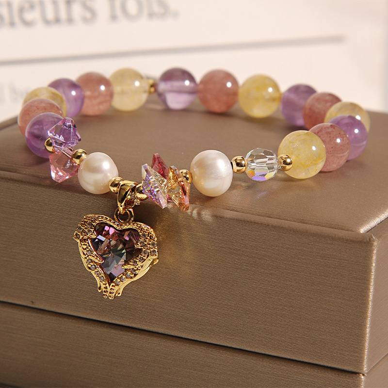 Women's Fashion Rose Red Tigereye Crystal Bracelet