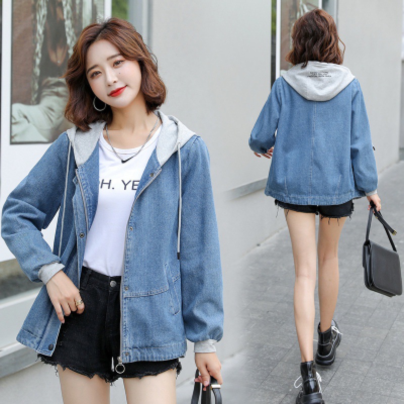 Title 3, Real Shot Denim Coat Short All-match Hooded Jac...