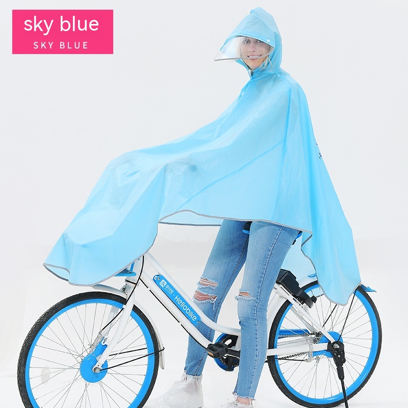 Fabric Double Brim Thickened Night Reflective Covered Bicycle Raincoat - Image 7