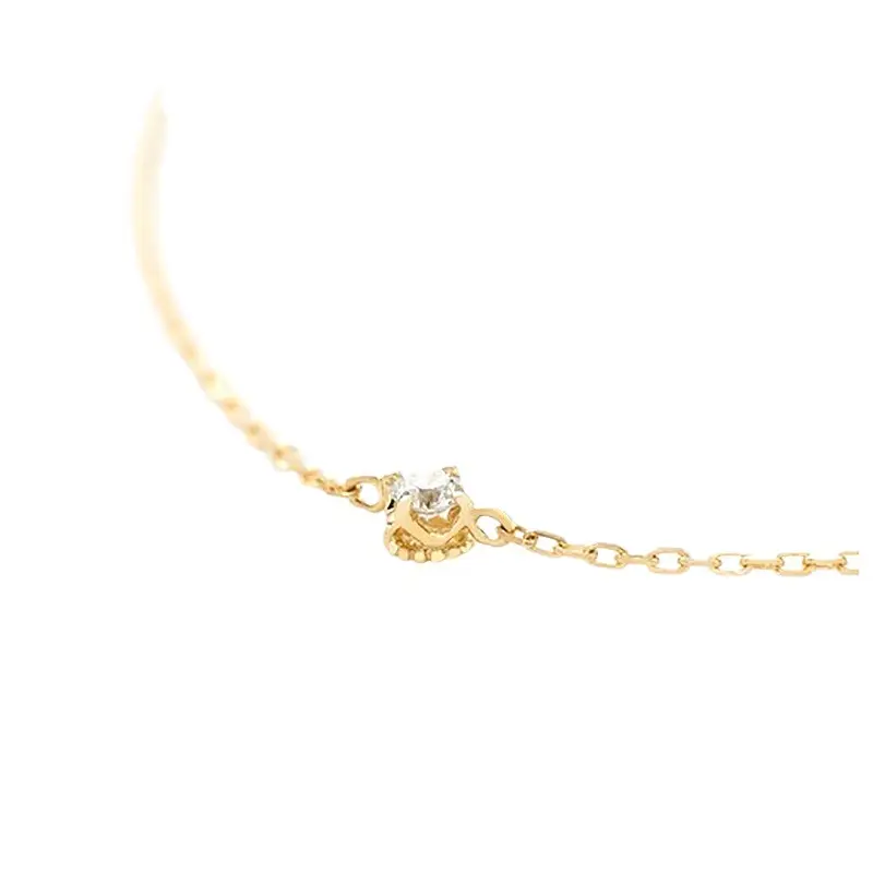 925 Sterling Silver Plated 14K Gold Single Diamond Bracelet