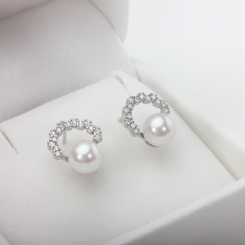 Title 5, 6-7mm Sea Pearls Stud Earrings S925 Sterling Si...