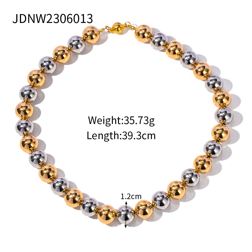 Women's Fashionable Golden Steel Beaded Necklace