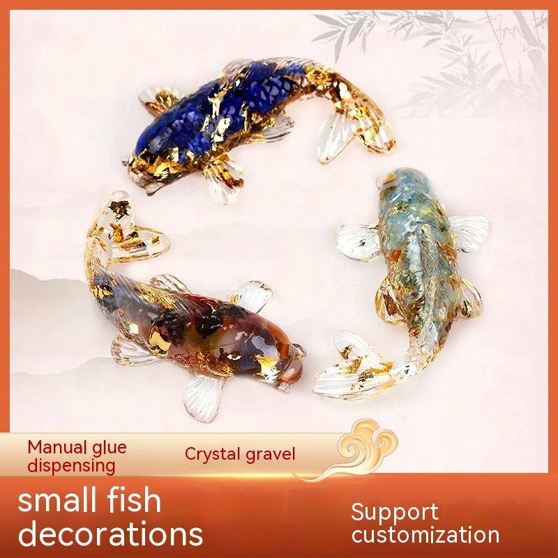 Title 7, Natural Crystal Gravel Epoxy Resin Fish Ornamen...