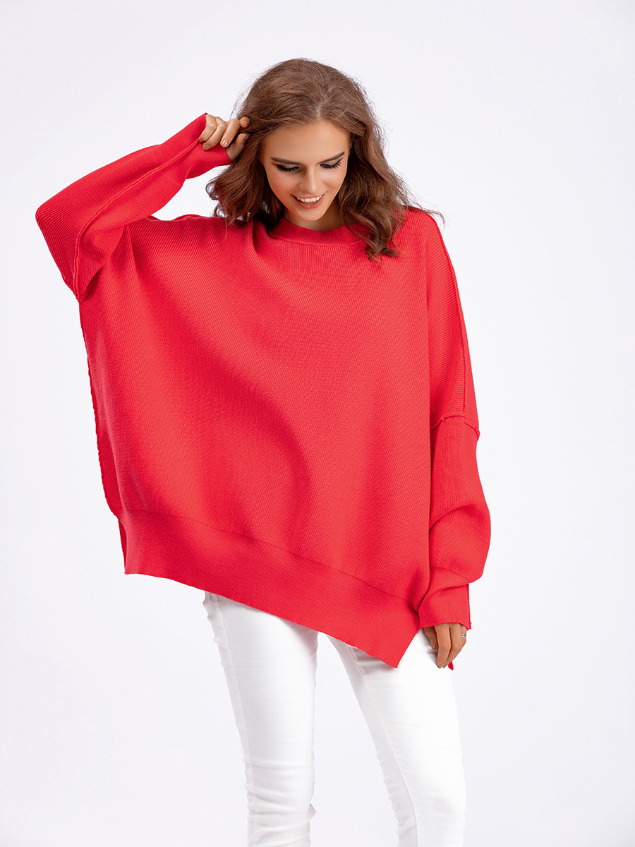 Autumn And Winter New Women's Fashion Round Neck Sweater Solid Color Loose Pullover