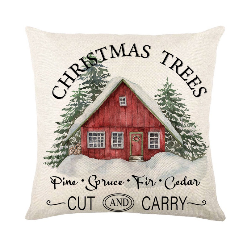 Printed Christmas Tree Elk Pillow