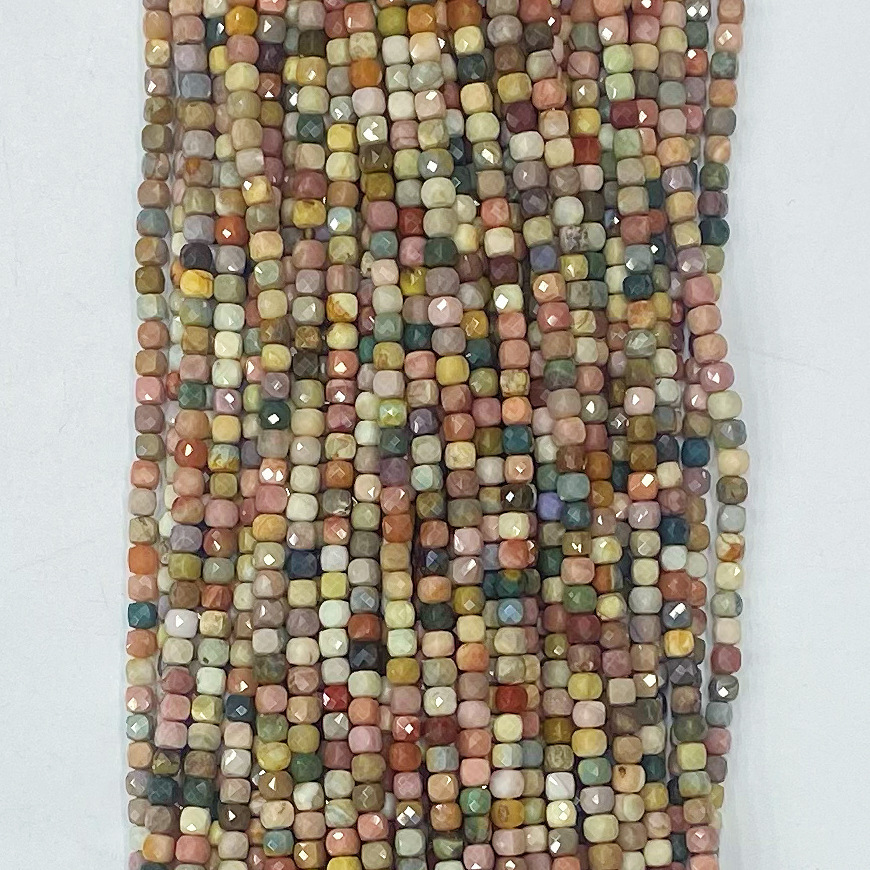 Natural Alashan Cinnabar Jade Cut Angle Cube Sugar Scattered Beads