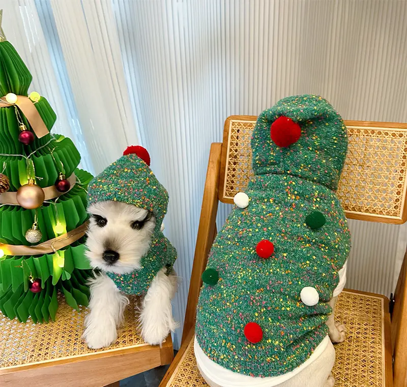 Autumn And Winter Warm Christmas Hooded Woolen Vest Dog Pet Sweater
