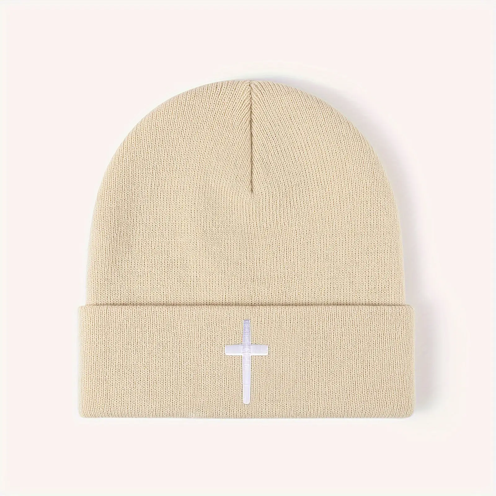 All-match Embroidered Cross Acrylic Knitted Cap Outdoor Keep Warm