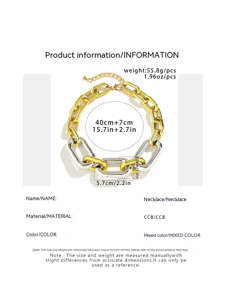 European And American Exaggerated Hip Hop Thick Chain Punk Necklace
