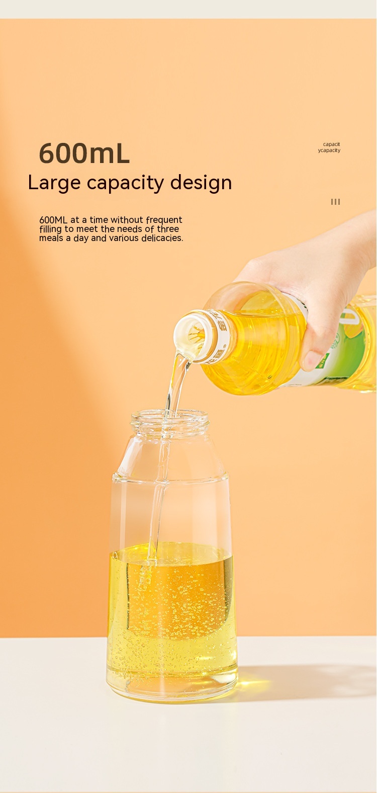 Glass Oiler Oil Filling And Pouring Oil Leak-proof Automatic Opening And Closing Soy Sauce And Vinegar Oil Tank Oil Bottle