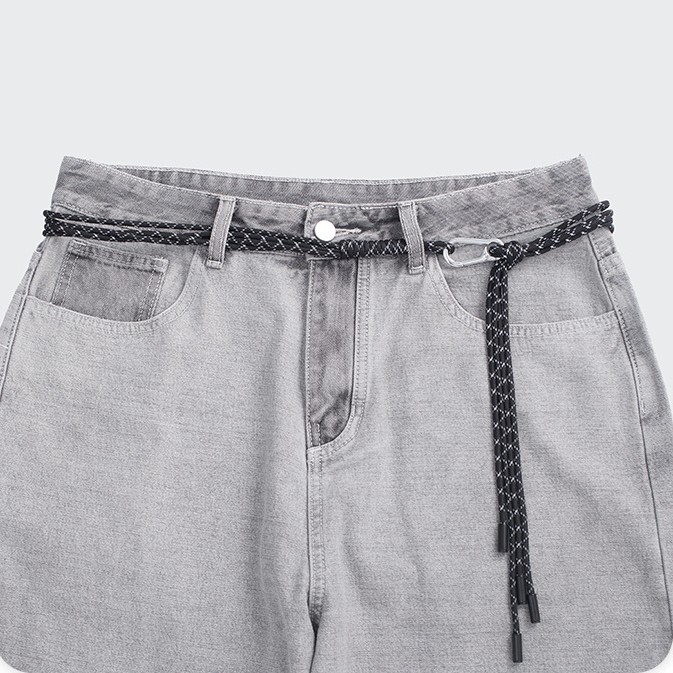 Summer Evergreen Trendy Unique Waist Strap Pants Simple Woven Belt