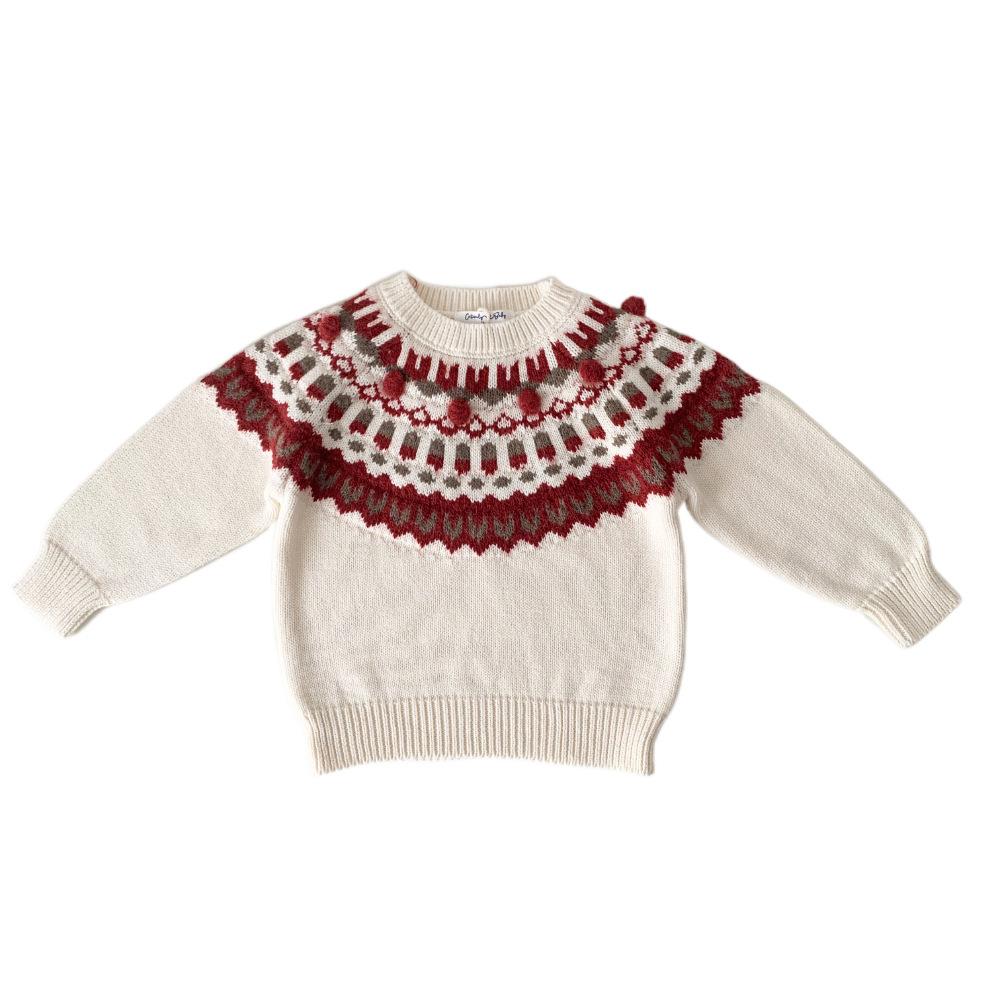Children's Jacquard Contrast Color Ball Christmas Sweater