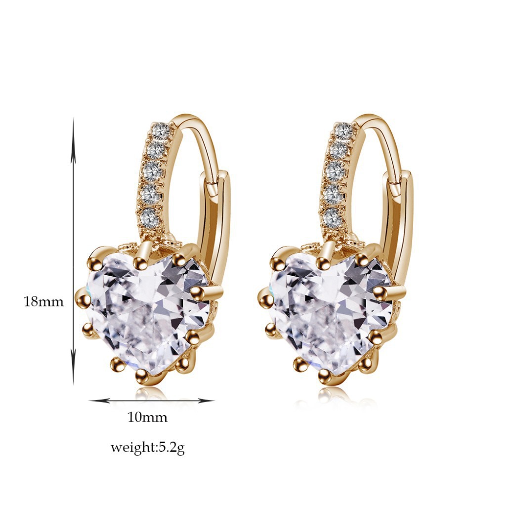 Title 2, AAA Zircon Earrings Peach Heart Style Multicolor