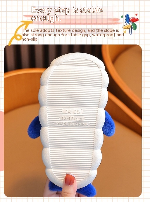 Winter Children Boys And Girls Warm With Velvet Parent-child Children Bag Heel Furry Home Baby Cotton Slippers — foto 3