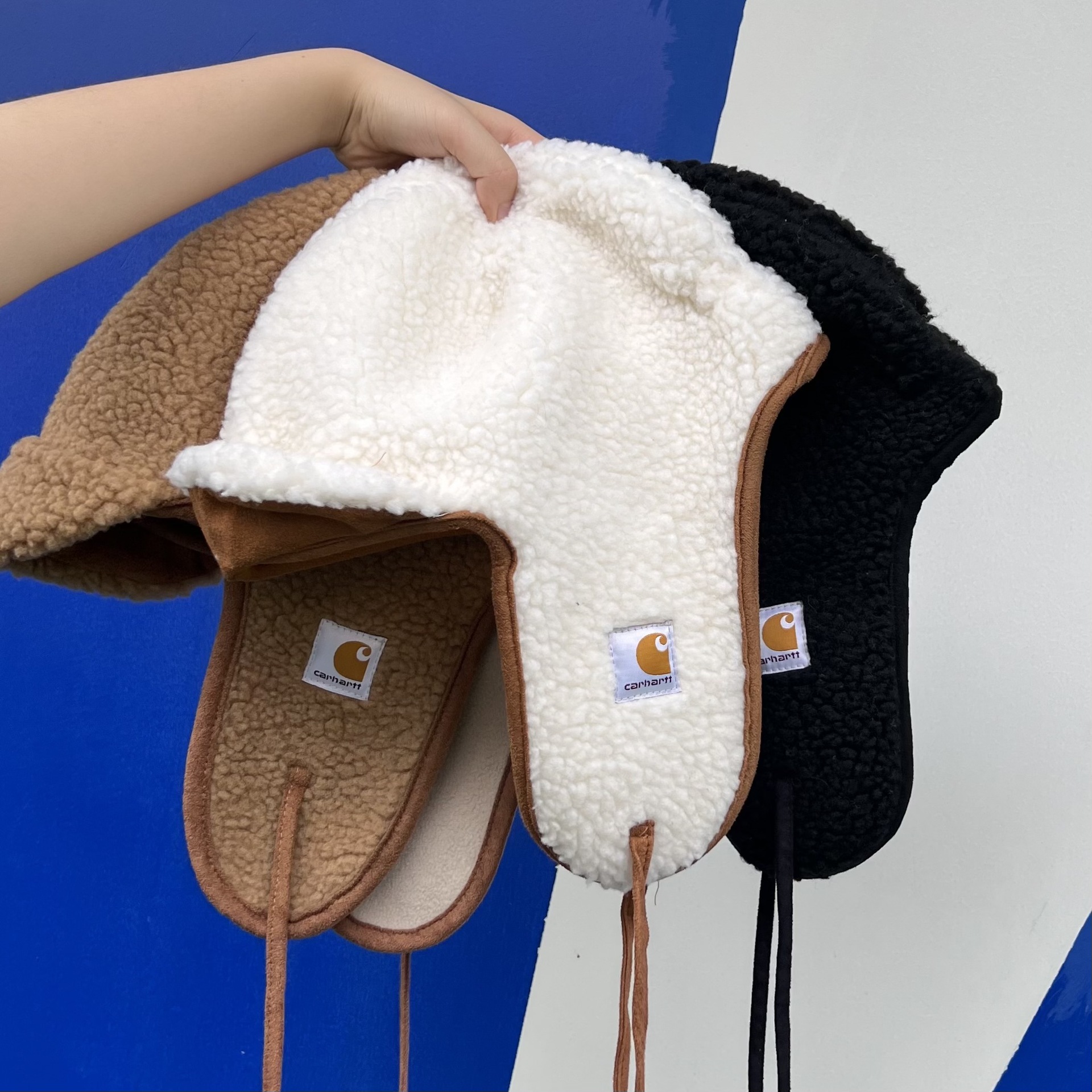Solid Color Lamb Wool Flying Hat