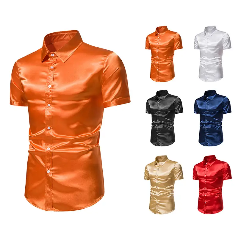 Men's Glossy Non-ironing Shirt Short Sleeve