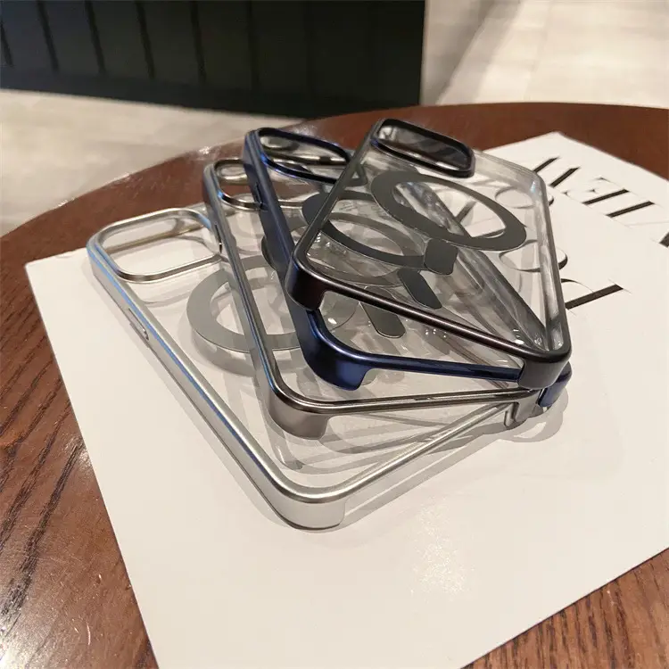 Primary Color Electroplated Titanium Transparent Hard Shell Simple Phone Case