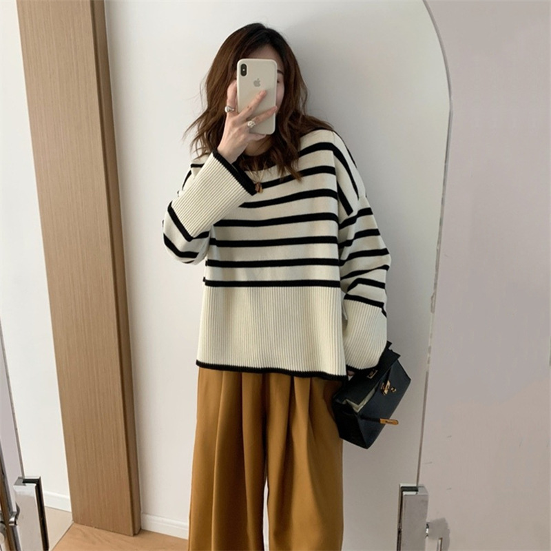 Title 4, Womens Round Neck Striped Sweater Top, perfect...