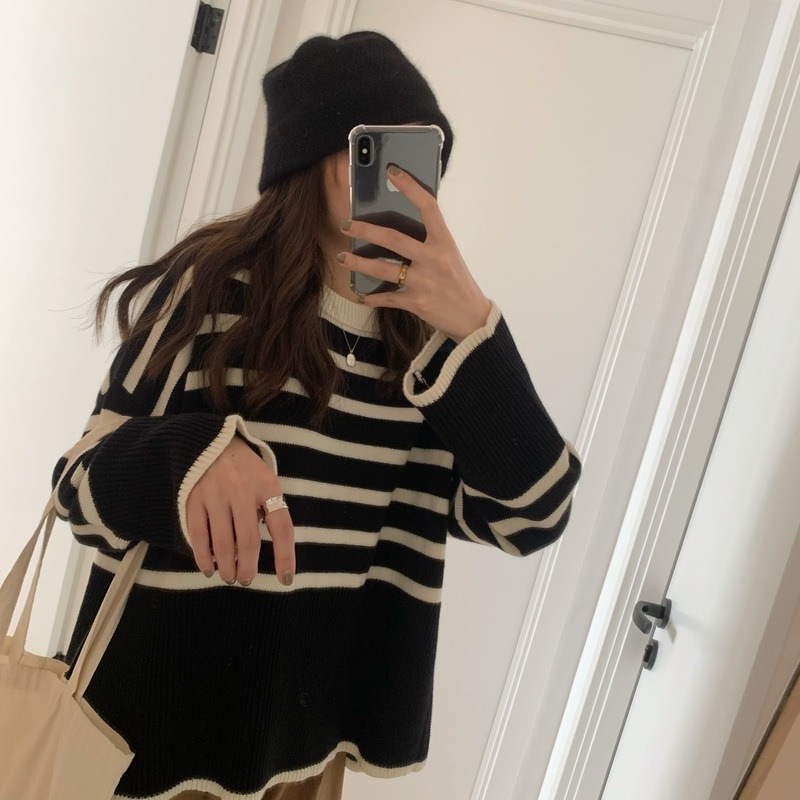 Title 5, Womens Round Neck Striped Sweater Top, perfect...