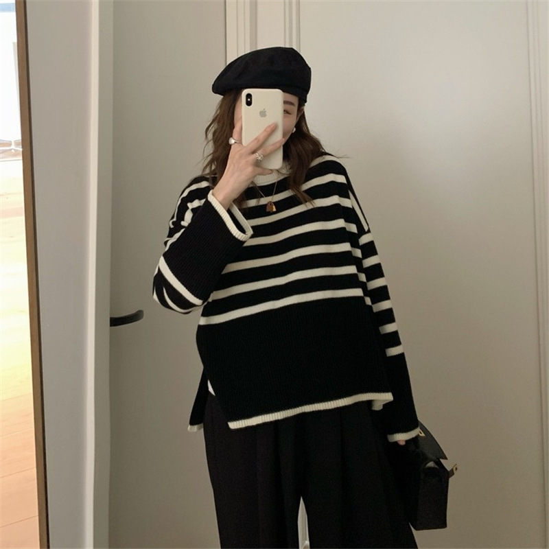 Title 6, Womens Round Neck Striped Sweater Top, perfect...