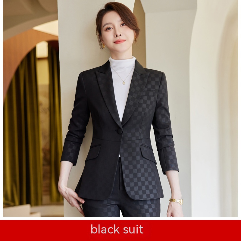 Title 4, Green Plaid Suit Slim Temperament Socialite Ele...